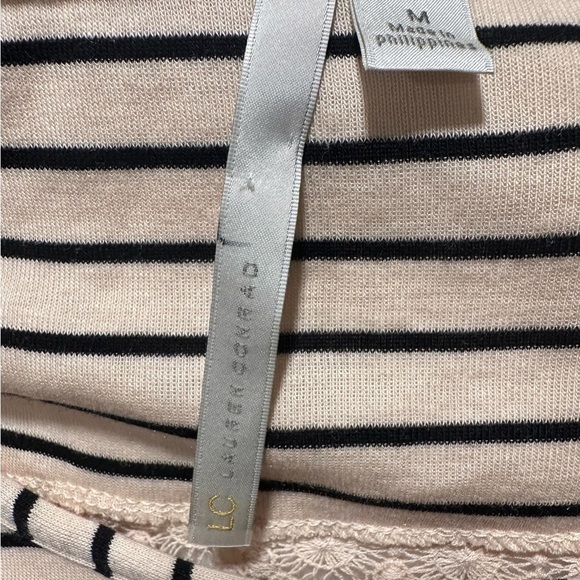 Lc Lauren Conrad Women’s Cream Striped Lace Blouse Size Medium - Picture 6 of 6
